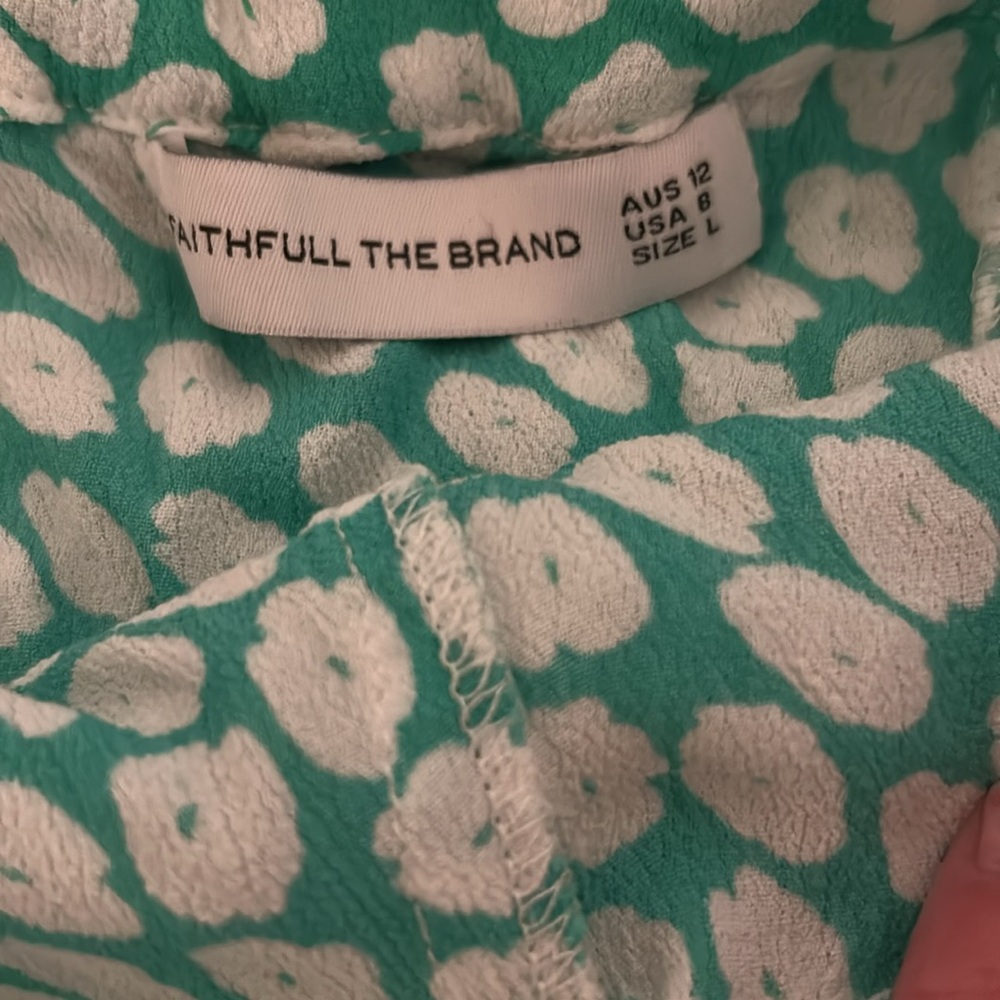 Valensole Green Floral Print Belted Midi Skirt, US 6 - Picture 7 of 7